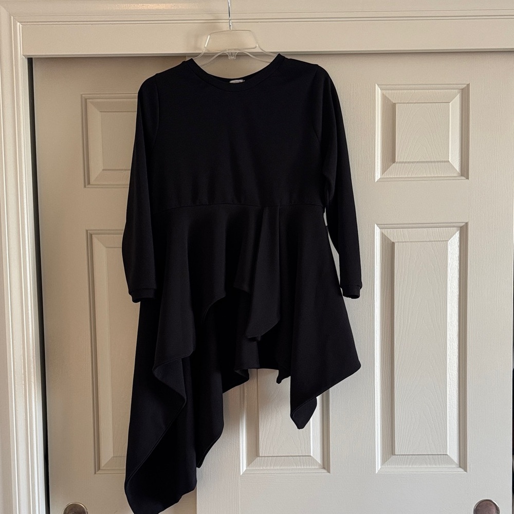 Black Asymmetrical Tunic Top